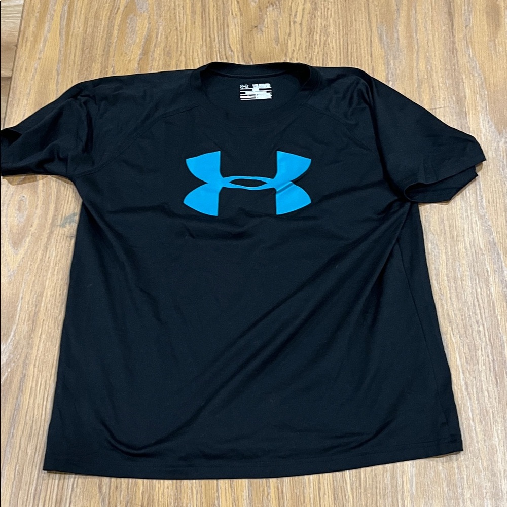 Under Armour Black Tee with Vibrant Blue Emblem